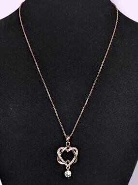 18KGP Rose Gold Double Heart Pendant Necklace